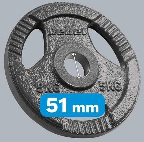 Ketaus olimpinių svarmenų rinkinys 4x5kg, 51mm skylė, plokštelė su rankenomis, REBEL ACTIVE