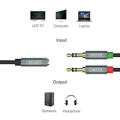 UNITEK Y-C957ABK Unitek Cable miniJack 3,5mm (F) - 2x 3,5mm (M) Y-C957ABK