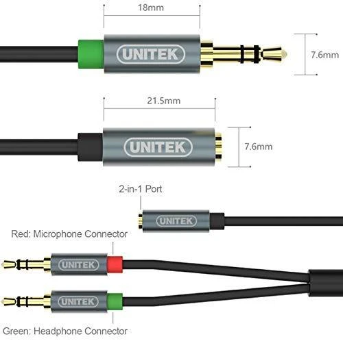 UNITEK Y-C957ABK Unitek Cable miniJack 3,5mm (F) - 2x 3,5mm (M) Y-C957ABK