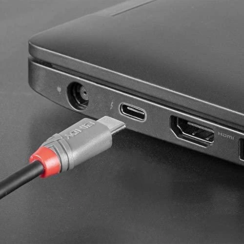 USB Kabelis - LINDY Anthra Line USB 2.0 Type C į Micro-B Laidas, M/M, 480Mbps, 2.5W, PVC Danga, 3 m, Juodas