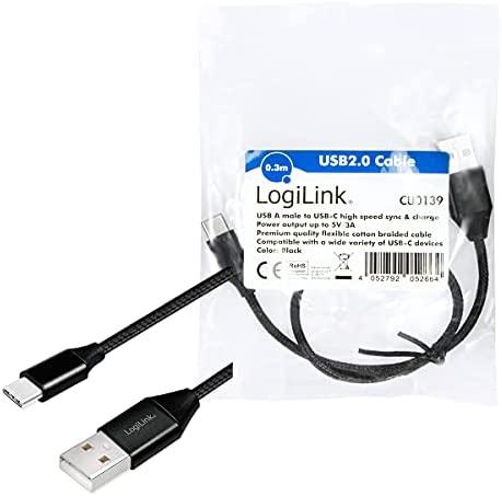 LOGILINK CU0139 LOGILINK – USB 2.0 kabelis USB-A kištukas iki USB-C kištukas, 0,3 m