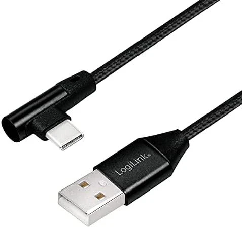LOGILINK CU0138 LOGILINK – USB 2.0 kabelis USB-A kištukas iki USB-C (90 kampu) kištukas, 1 m