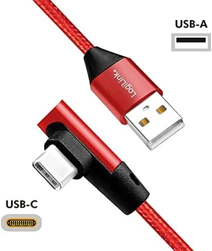 LOGILINK CU0146 LOGILINK – USB 2.0 kabelis USB-A kištukas iki USB-C (90 kampu) kištukas, raudonas, 1 m
