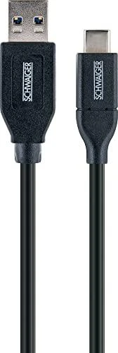 USB kabelis Schwaiger USB-A - USB-C 0,5 m Juodas (LK050C 533)