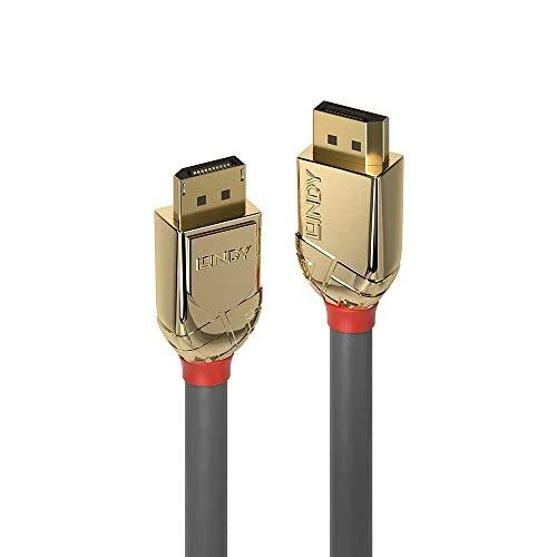 DisplayPort Kabelis - LINDY Gold Line DisplayPort 1.4 Kabelis, 0.5 m, Pilkas