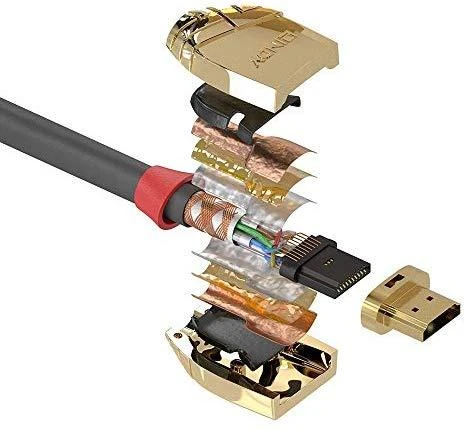 Gold Lindy HDMI 2.0 Standard M/M 10m pilka/auksinis