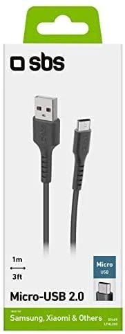 SBS LTHL200 USB-A – Micro-USB kabelis 1m – juodos spalvos
