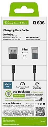 SBS LTHL200 USB-A – Micro-USB kabelis 1m – juodos spalvos