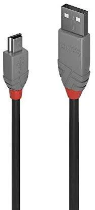 Lindy USB 2.0 kabelis, A tipo į MiniB tipo, antracito spalvos, 1,0 m