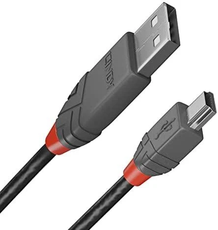 Lindy USB 2.0 kabelis, A tipo į MiniB tipo, antracito spalvos, 1,0 m