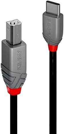 USB Kabelis - LINDY Anthra Line USB 2.0 Type C į B Laidas, M/M, 1 m, Juodas