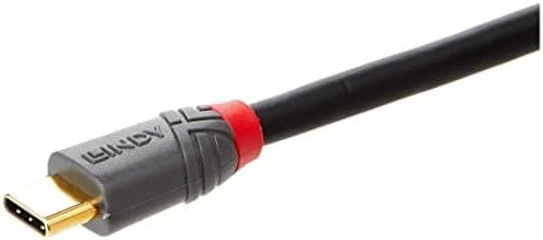 USB Kabelis - LINDY Anthra Line USB 2.0 Type C Laidas M/M, 60W PD, 2 m, Juodas