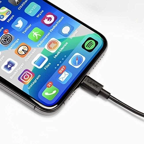 USB Kabelis - LINDY USB Type A į Lightning Laidas, M/M, 480Mbps, 0.5 m, Juodas