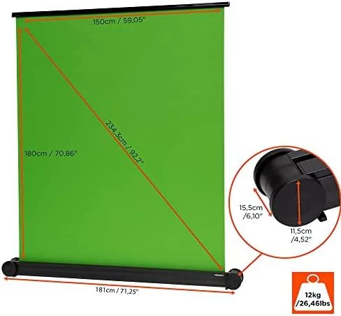 celexon mobile chroma key žalias ekranas, 150x180 cm