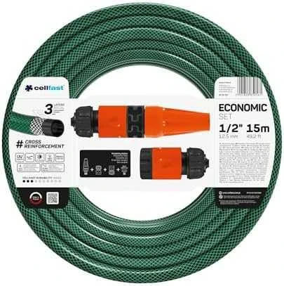 Cellfast Laistymo žarna Economic 15 m 1/2" + purkštukų rinkinys