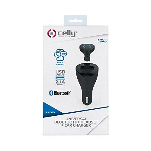 CELLY BLUETOOTH HEADSET + CAR CHARGER Juodas