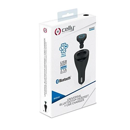 CELLY BLUETOOTH HEADSET + CAR CHARGER Juodas