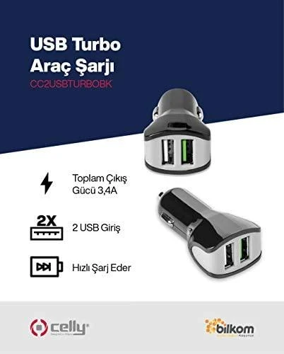 CELLY TURBO AUTOMOBILINIS KROVIMAS 2 USB 2.4A