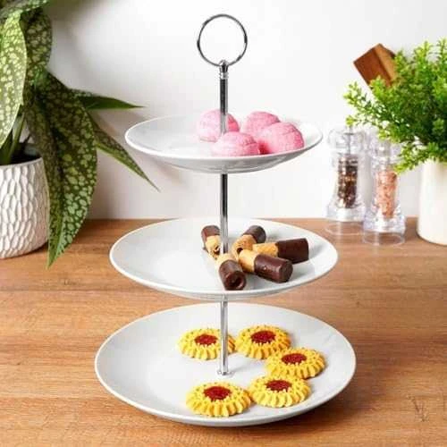 3 aukštų torto stovas Excellent Houseware KO-628900040, balto porceliano