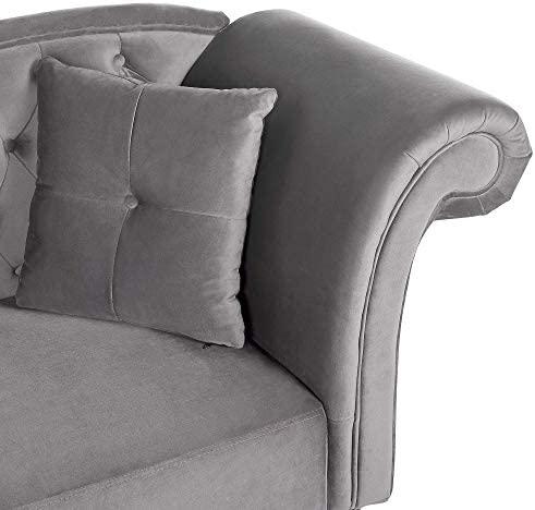 Sofa Beliani Dešininis gultas LATTES veliūrinis pilkas