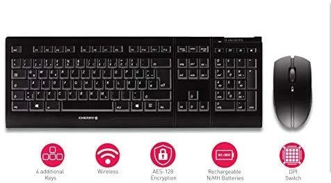 CHERRY B.UNLIMITED 3.0 klaviatūra Radijo dažnio belaidė Vokiečių Juoda
