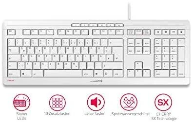 CHERRY JK-8500 klaviatūra USB QWERTZ Vokiečių Balta