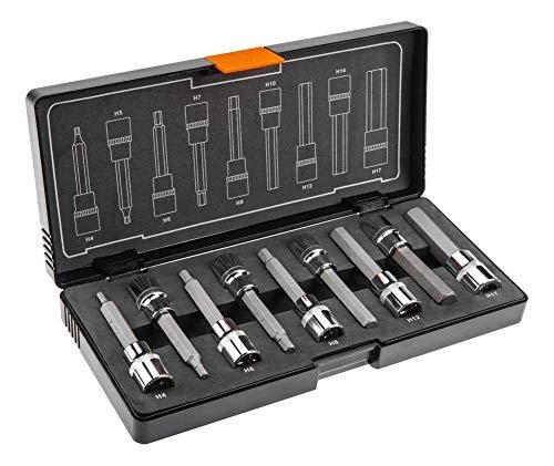 Neo Tools Koncówki Šešiakampiai antgaliai ant lizdo 100 mm, 9 vnt. rinkinys