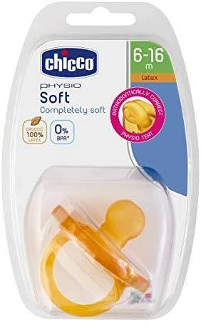 CHICCO žindukas ortodontinis PHYSIO SOFT, 6-12M+, Iš latekso