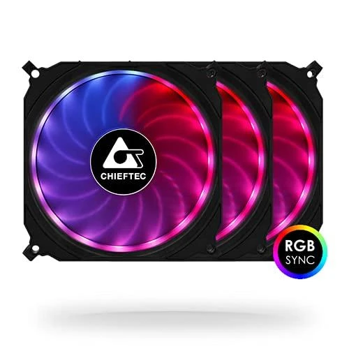 CHIEFTEC 120x120x25mm Tornado RGB ventiliatorių rinkinys iš 3