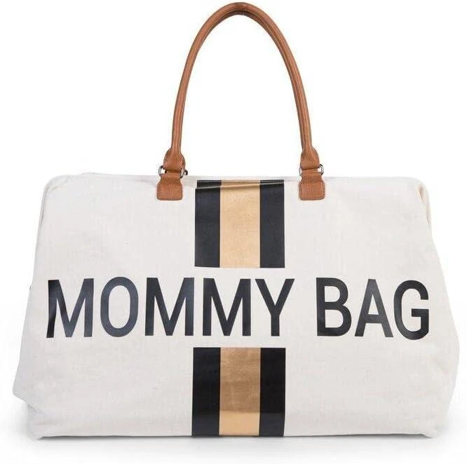 CHILDHOME DIDELIS MAMOS REIKMENŲ KREPŠYS MOMMY BAG, OFF Baltas STRIPES Juodas/GOLD