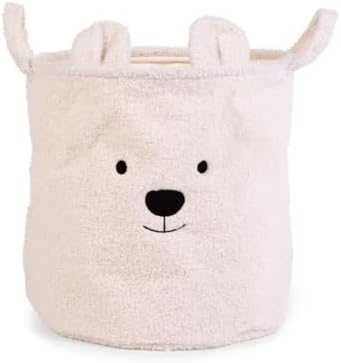 CHILDHOME DAIKTŲ IR ŽAISLŲ LAIKYMO KREPŠYS 40X40X40 CM, TEDDY OFF Baltas