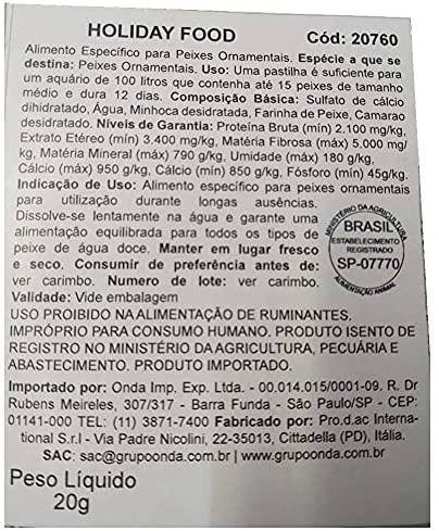 Prodac Holyday Food žuvyčių pašaras atostogoms 12 dienų 1 tabletė 20g