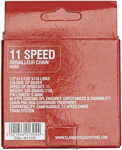 Clarks Ciklo grandinė YBN CSL -H11CR ŠIMANO CAMPAGNOLO SRAM (11 veikia, 1 / 2 "x11 / 128)", 116 ląstelių, 5,6 mm, grandinės klipas, super šviesa, Chrome) Self- tepimo sidabras