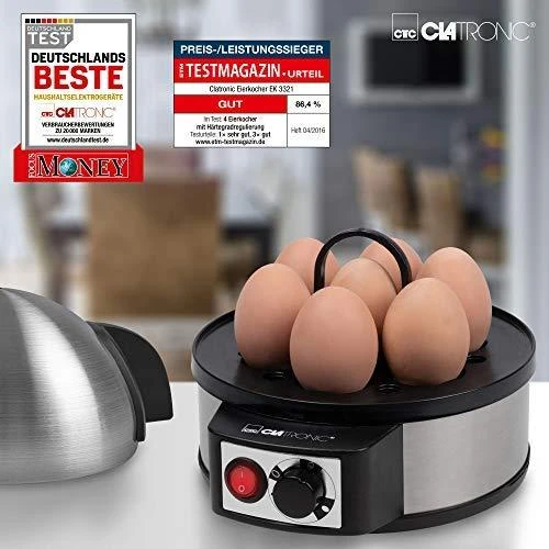 Clatronic EK 3321 kiaušinių viryklė (Juoda/Nerūdijančio plieno)