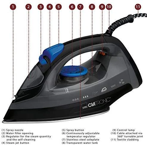 Lygintuvas - Clatronic DB 3703 1800 W Nerūdijančio Plieno Juodas, Pilkas