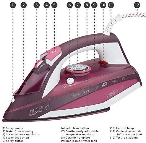 Garų Lygintuvas - Clatronic DB 3705 2600 W Keraminis Padas Rožinė