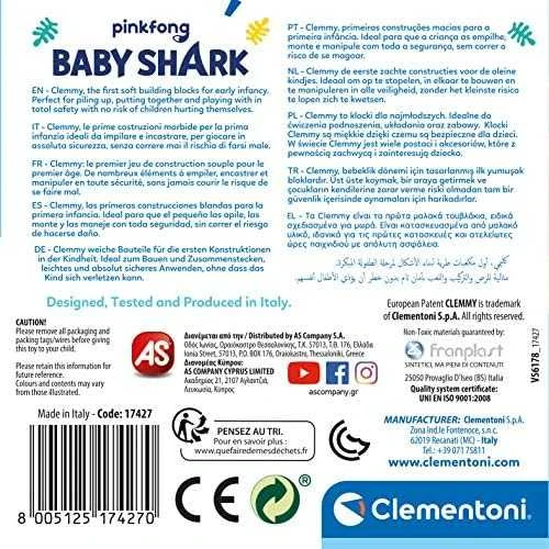 Clementoni minkštas Clemmy Baby Shark Gelton kibirėlis 17427