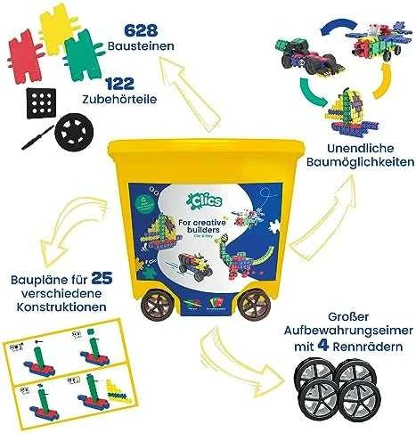 Clics toys Clics Nano Clics Didelis edukacinių konstruktorių rinkinys 25 modeliai, 750 dalių, vaikams nuo 3 metų, patvarus polipropilenas