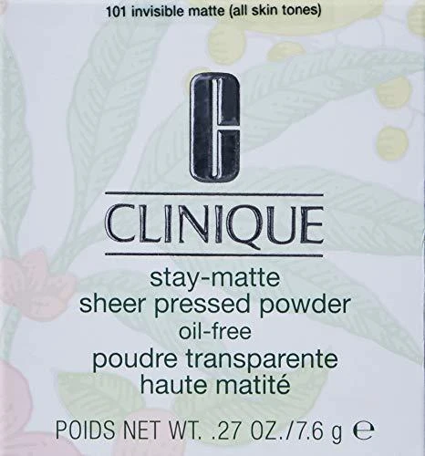 Clinique Stay Matte Sheer Pressed Powder kompaktinė pudra, atspalvis: 101 Invisible Matte, 7.6 g