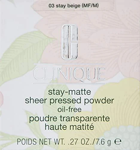 Clinique Stay Matte Sheer Pressed Powder kompaktinė pudra, atspalvis: 03 Stay rusvai gelsvas, 7.6 g