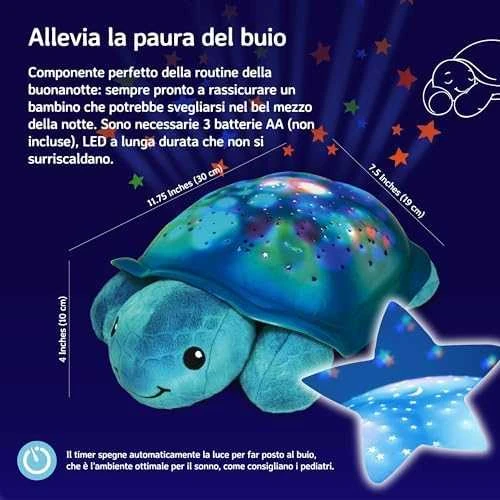 Cloud B Twinkling Twilight Turtle grojantis ir šviečiantis migdukas, mėlynos spalvos
