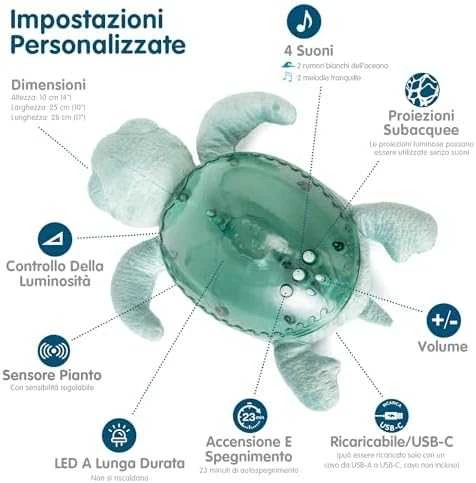 Cloud B migdukas projektorius su garsais Tranquil Turtle, žalios spalvos