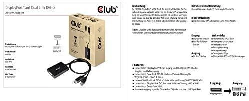 Club 3D DisplayPort į Dual Link DVI-D HDCP ON versijos aktyvusis adapteris M/F - CAC-1010