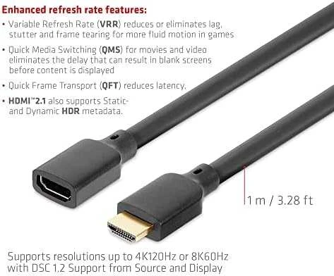 „Club 3D Ultra High Speed“ HDMI prailginimo kabelis, 4K120Hz/8K60Hz, 48Gbps – 1m