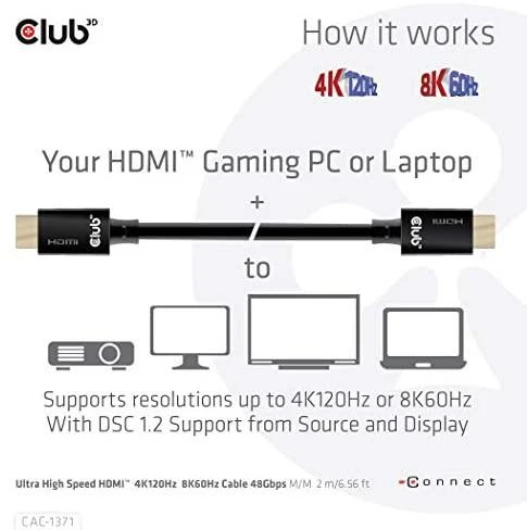 Club 3D Ultra High Speed HDMI kabelis 10K120Hz 48Gbps - 1m