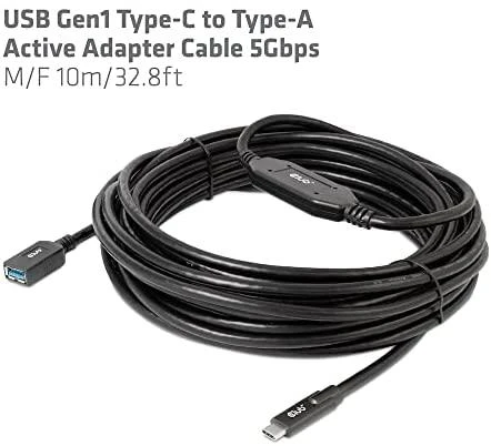 USB kabelis Club 3D USB-A - USB-C 10 m Juodas (CAC- 1538)