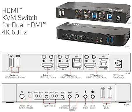 Club 3D Club3D tinklo jungiklis – jungiklis, HDMI KVM jungiklis – dvigubas HDMI 4K 60Hz