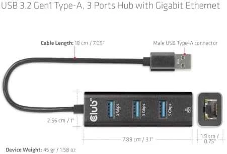 Club 3D Įvesties/išvesties šakotuvas USB3.2 3 prievadų/CSV-1430A CLUB3D