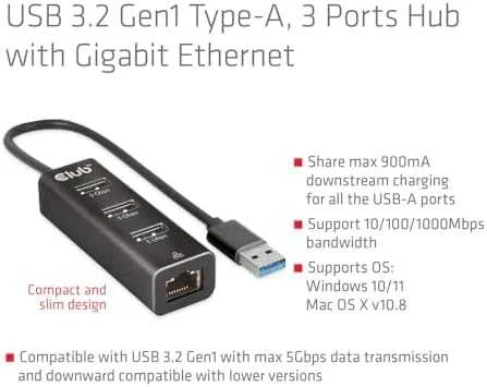 Club 3D Įvesties/išvesties šakotuvas USB3.2 3 prievadų/CSV-1430A CLUB3D