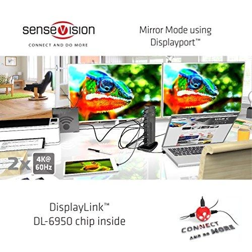 „Club 3D SenseVision“ dvigubo ekrano 4K USB 3.0 stotis / replikatorius (CSV-1460)